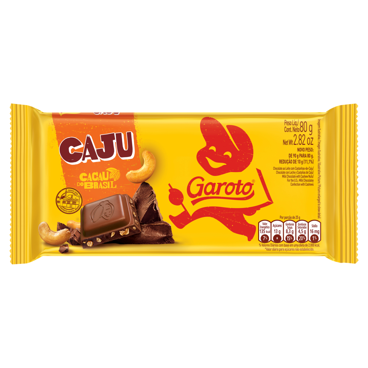 CHOC BARRA GAROTO 80G CAST CAJU