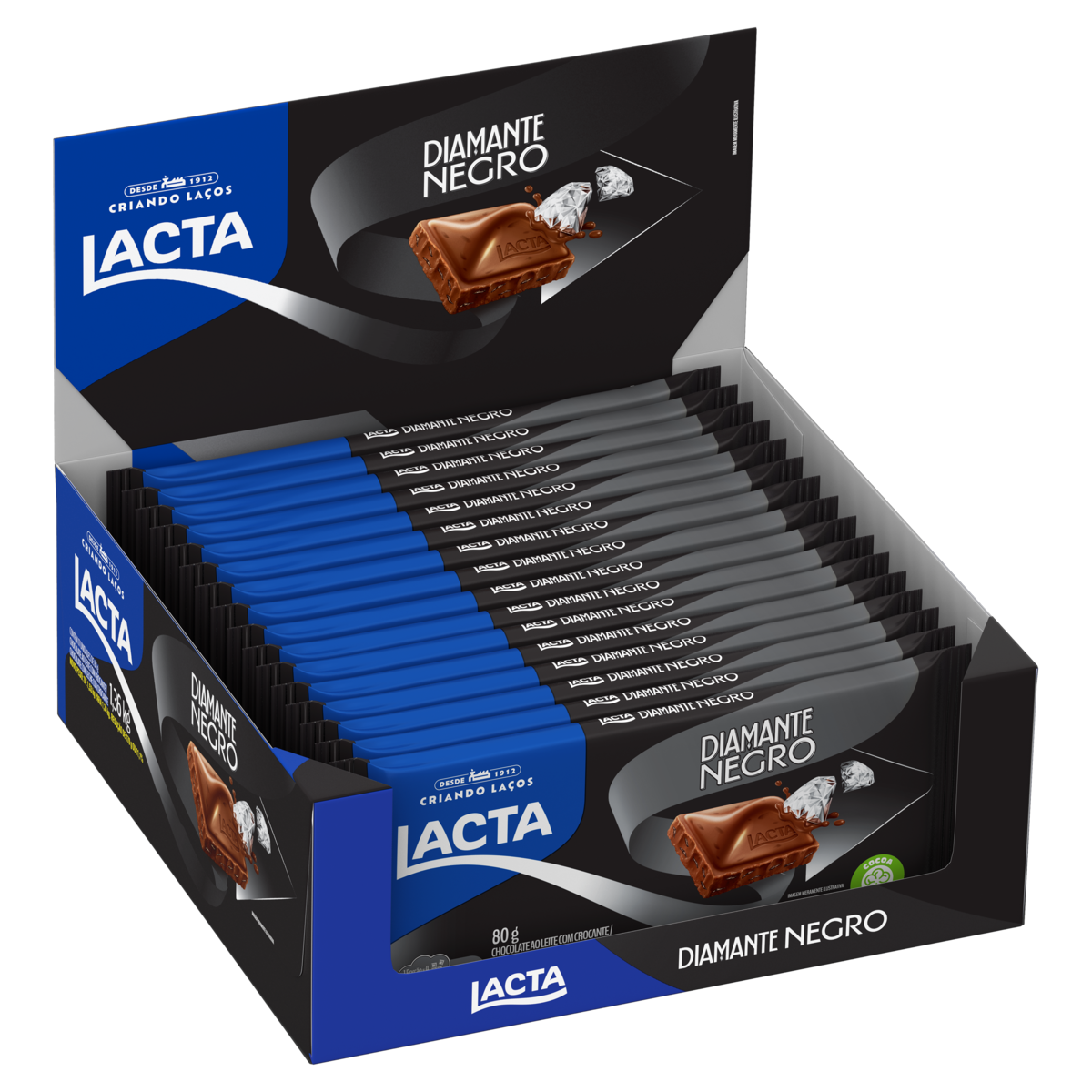 CHOC BARRA LACTA 80G DIAMANTE NEGRO