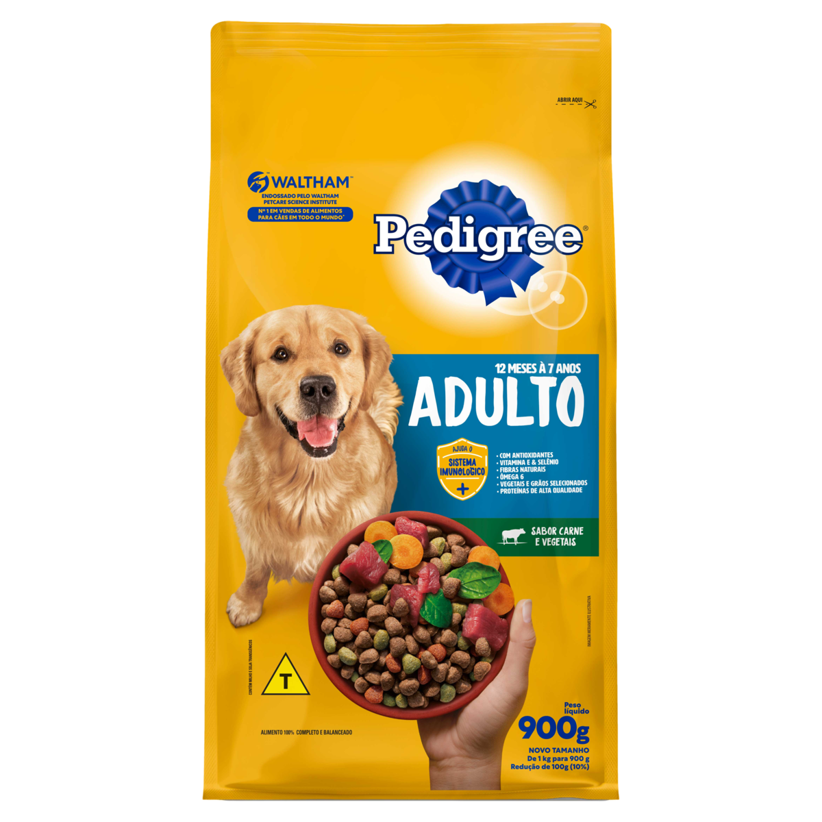 RACAO PEDIGREE 900G ADULTO CARNE/VEG