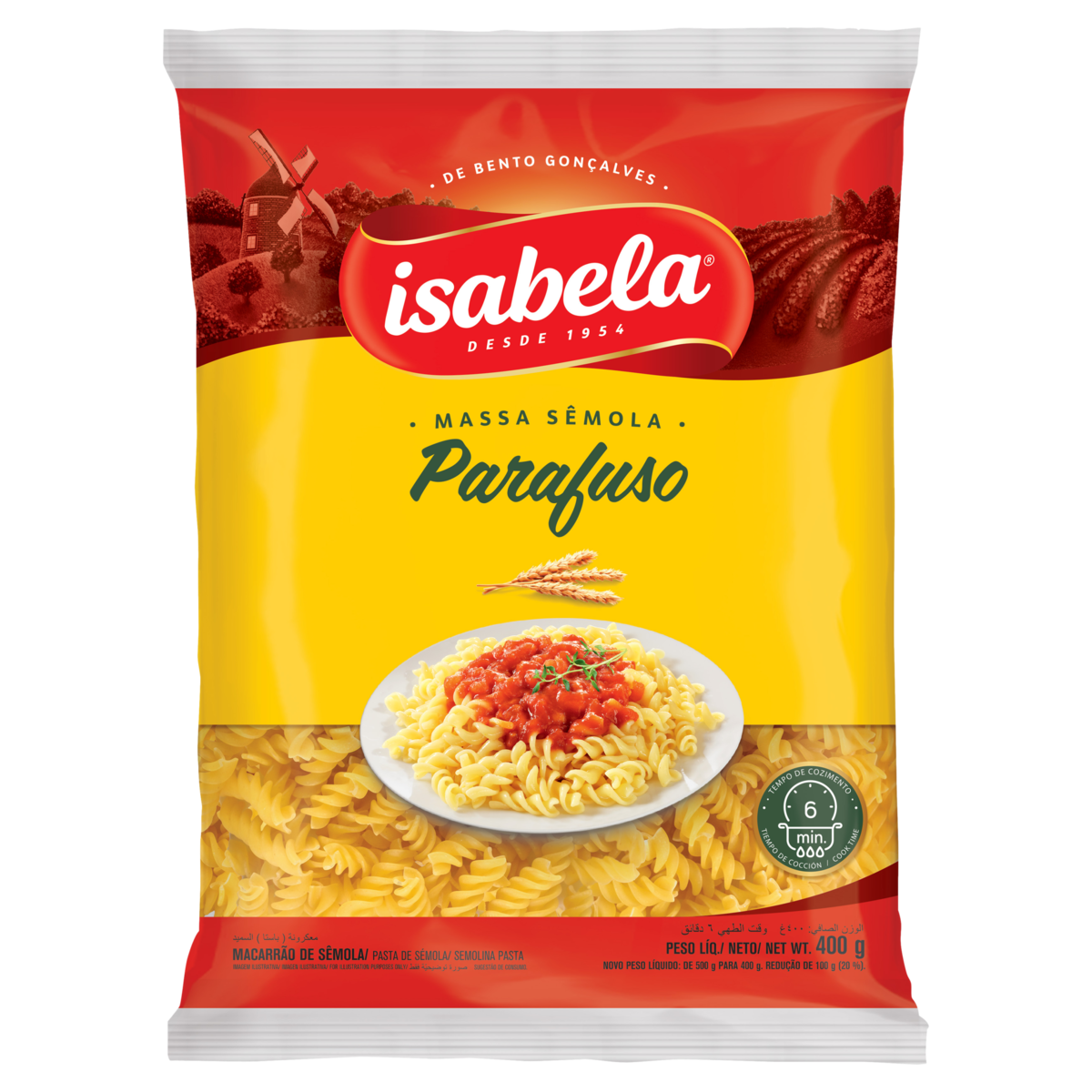 MASSA BOM GOSTO 400G SEMOLA PARAFUS