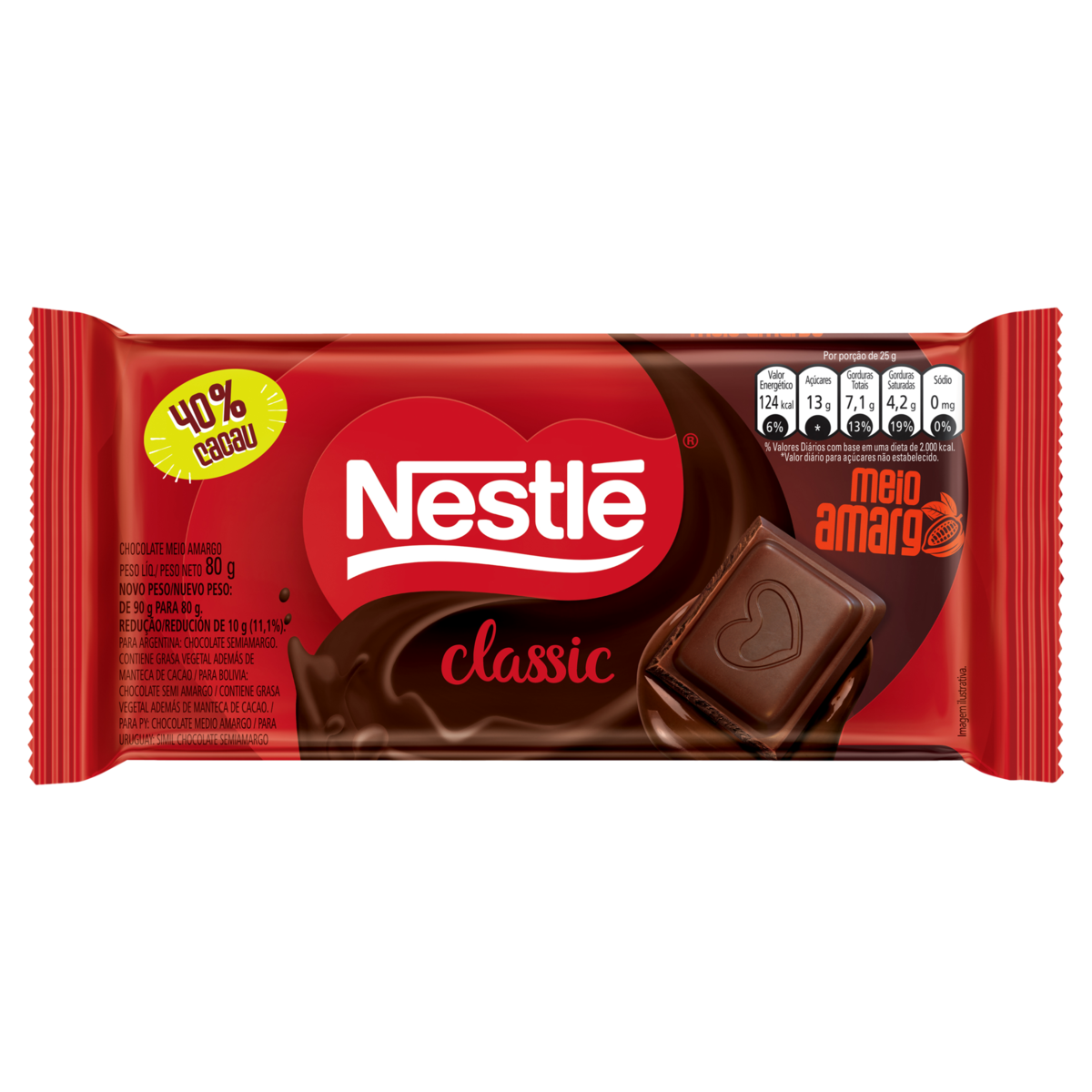 CHOC BARRA NESTLE 80G CLASSIC MEIO AMARGO