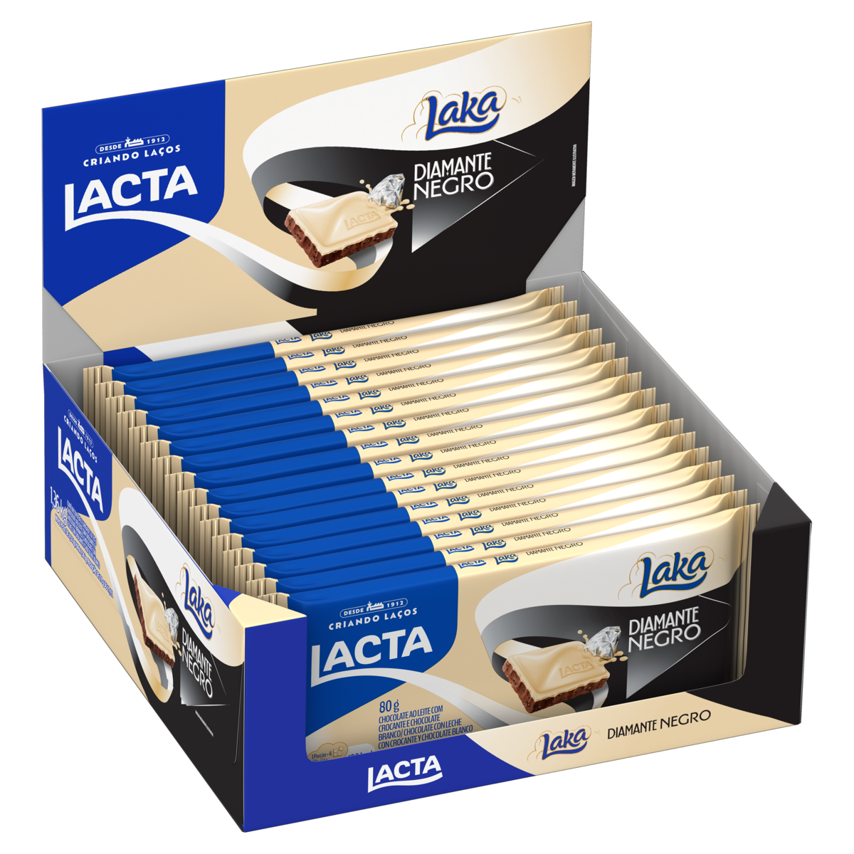 CHOC BARRA LACTA 80G DIAM NEGRO LAKA