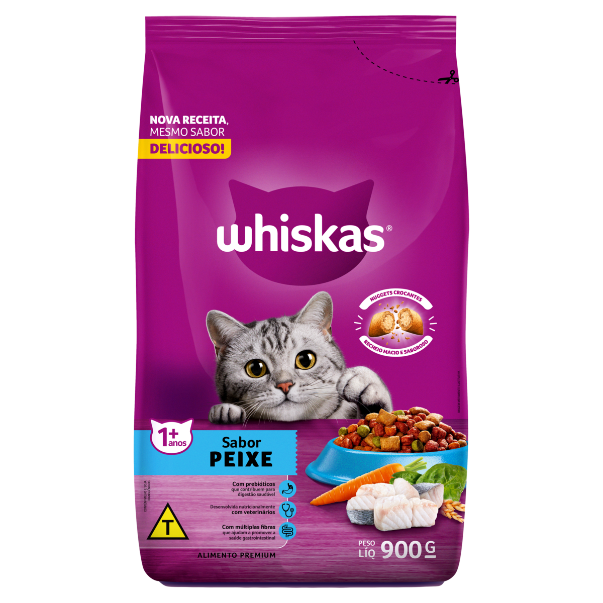 RACAO WHISKAS 900G ADULTO PEIXE