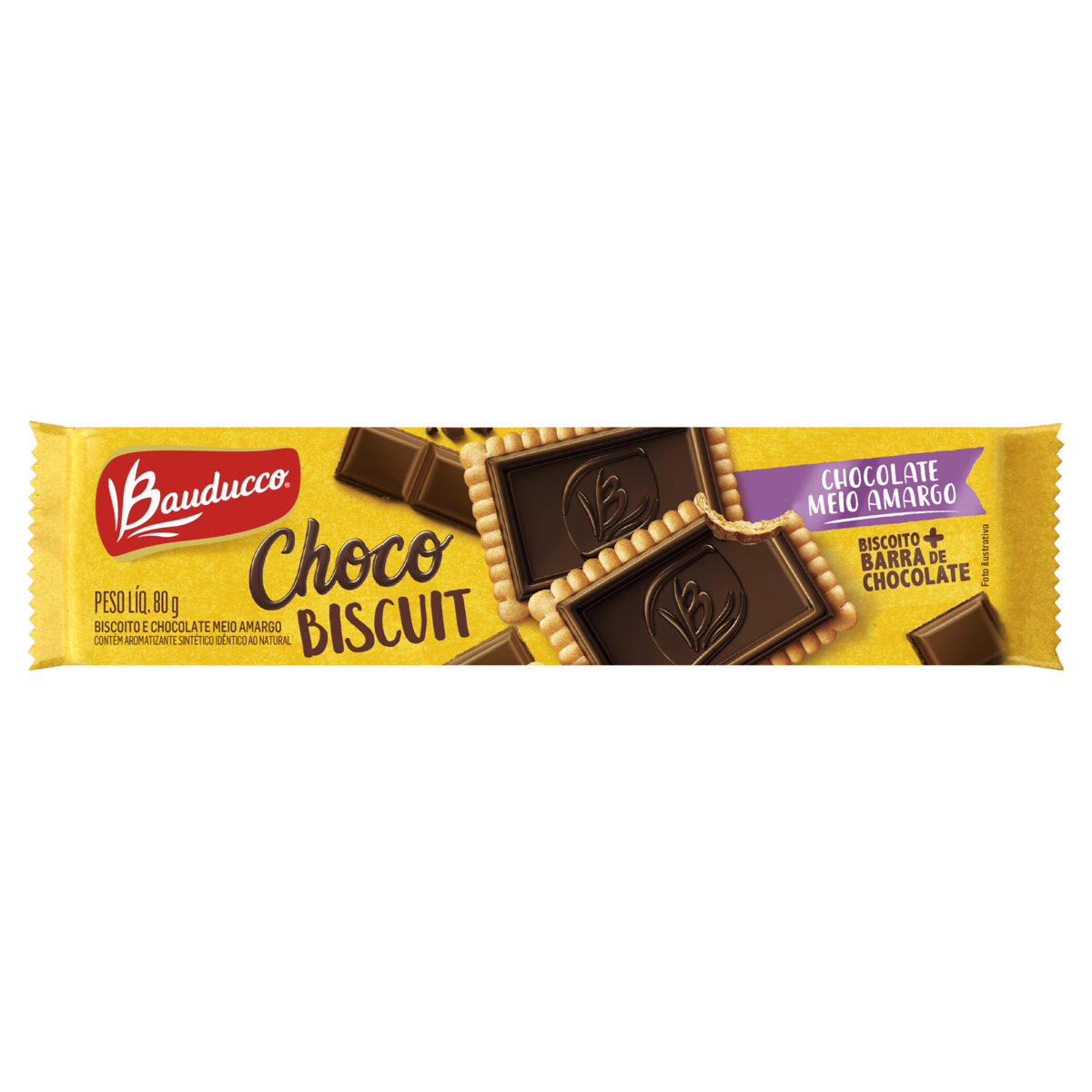 BISCOITO BAUDUCCO BISCUIT 80G CHOC/MEIO AMARG