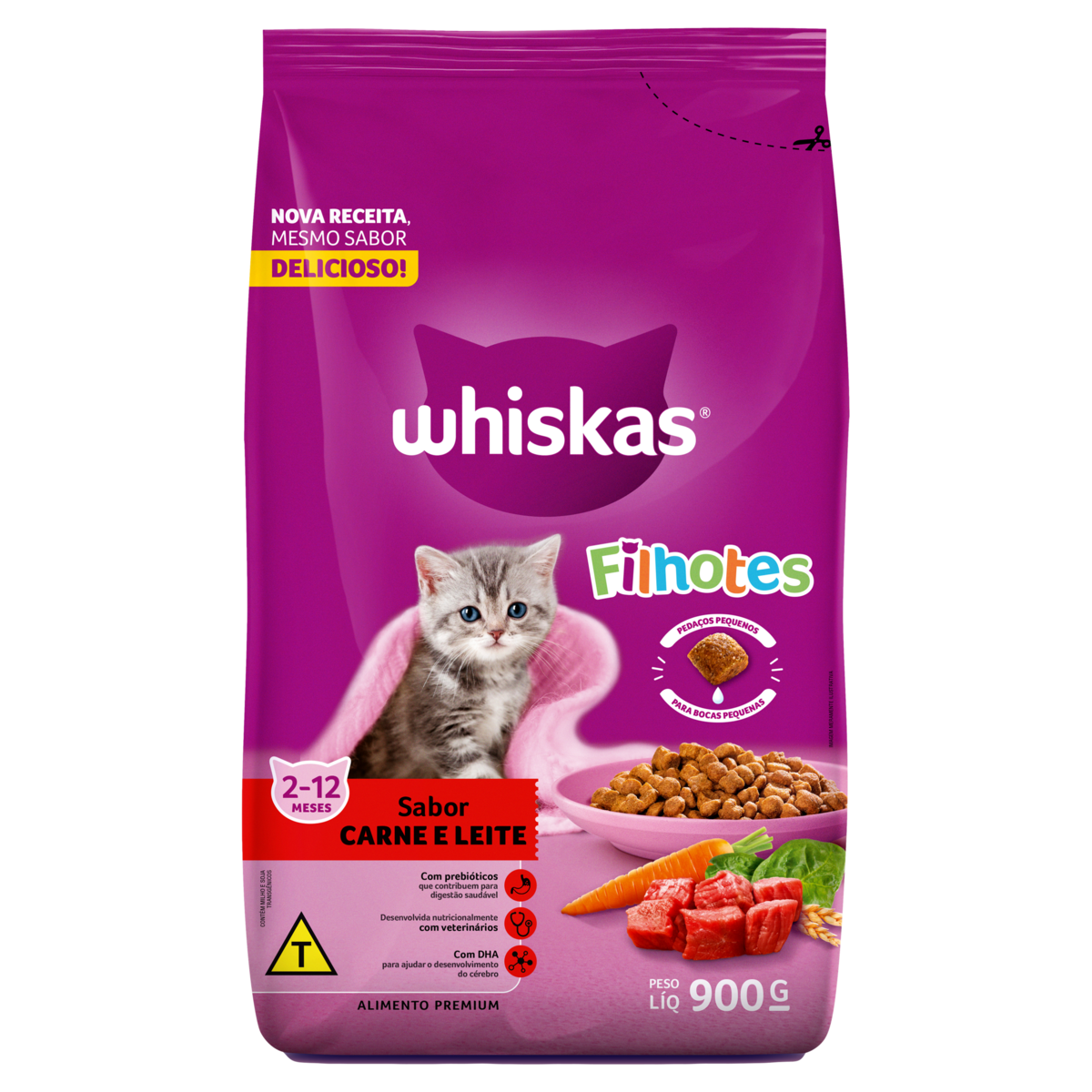 RACAO WHISKAS 900G FILHOTE CARNE