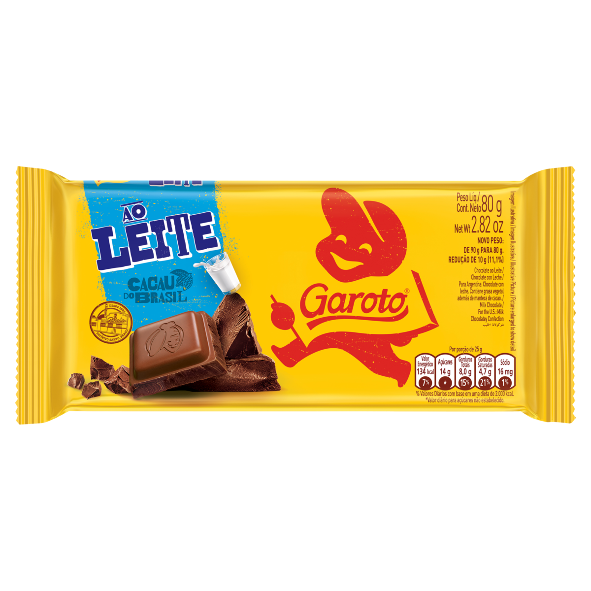 CHOC BARRA GAROTO 80G AO LEITE