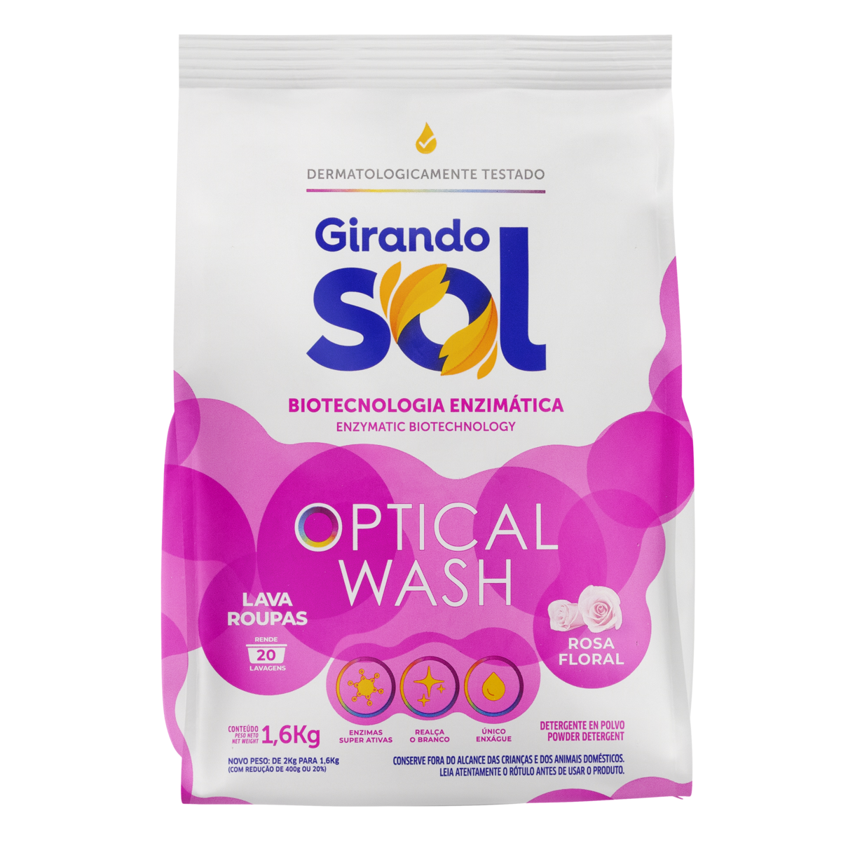 DETERG PO GIRANDO SOL 1.6KG SC ROSA