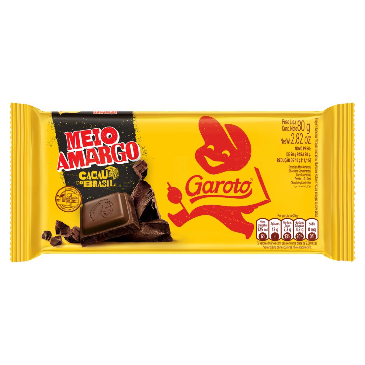 CHOC BARRA GAROTO 80G MEIO AMARGO