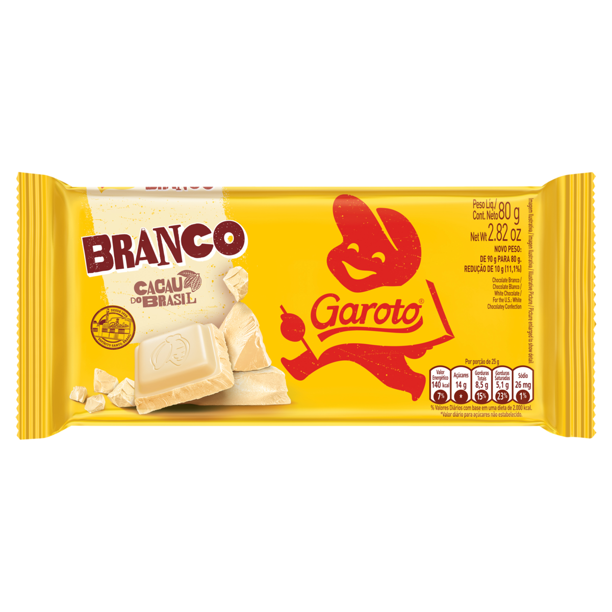 CHOC BARRA GAROTO 80G BCO