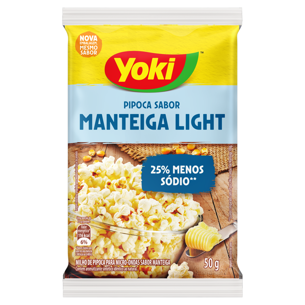 PIPOCA MICRO YOKI 50G MANTEIGA LIGHT