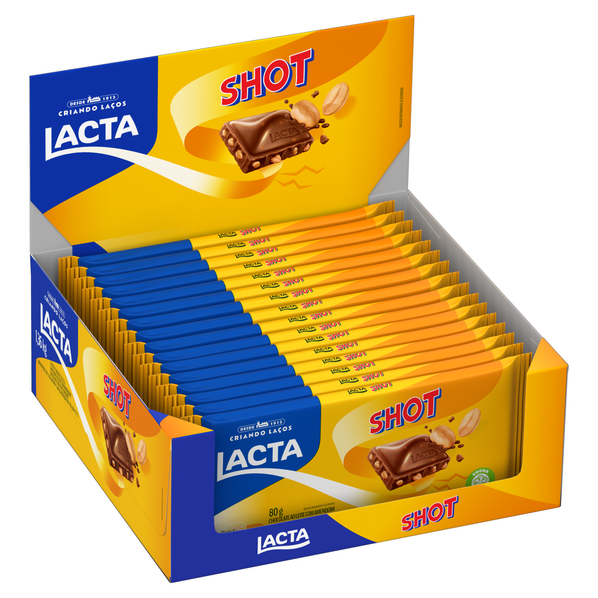 CHOC BARRA LACTA 80G SHOT