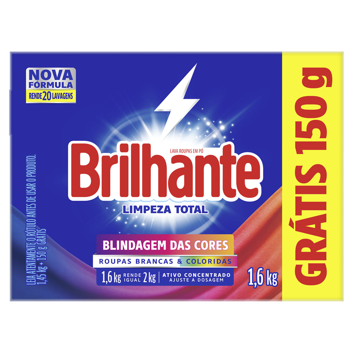 DETERG PO BRILHANTE 1.6KG GT150G CX LIMP TOTAL