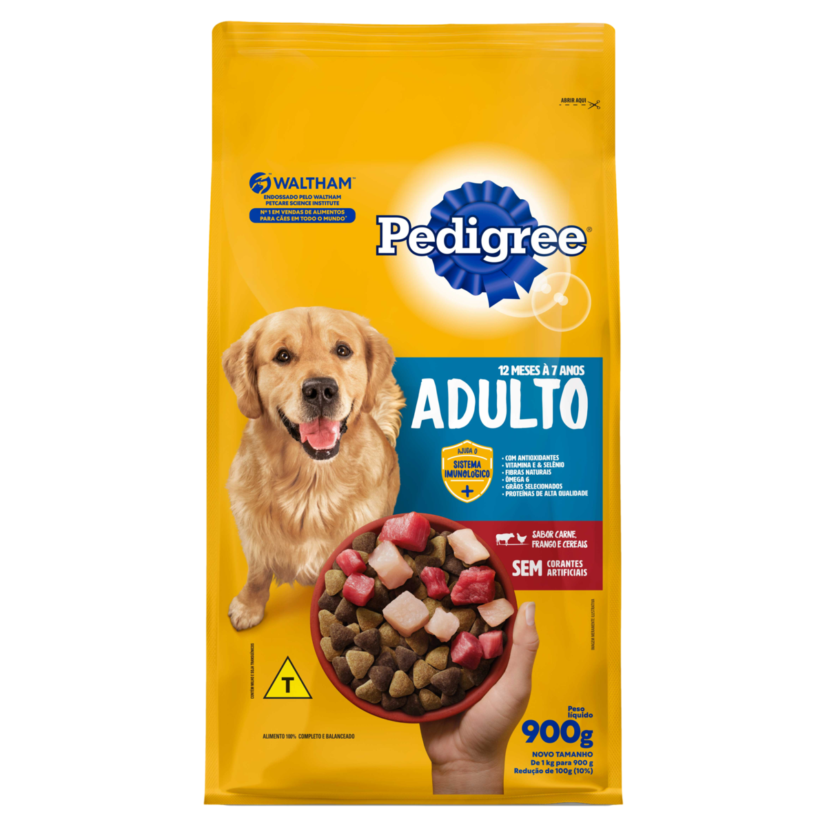 RACAO PEDIGREE 900G ADULTO CAR/FGO/CE