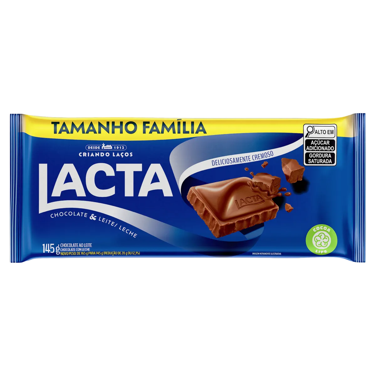 CHOC BARRA LACTA 145G TAM FAMILIA AO LEITE