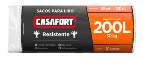 SACO LIXO CASAFORT 200L ROLO PTO