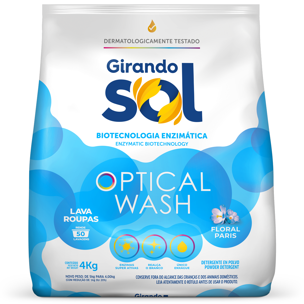 DETERG PO GIRANDO SOL 4KG SC AZUL