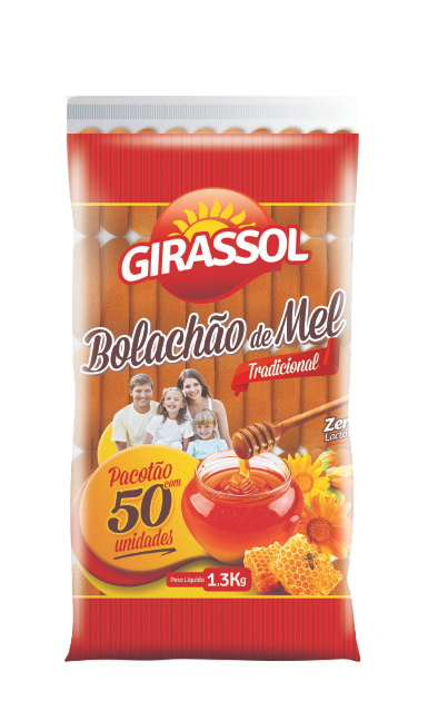 BISCOITO GIRASSOL 1.3KG BOLACHAO MEL C/CALDA