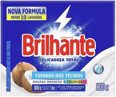 DETERG PO BRILHANTE 800G CX CUIDADO TOTAL