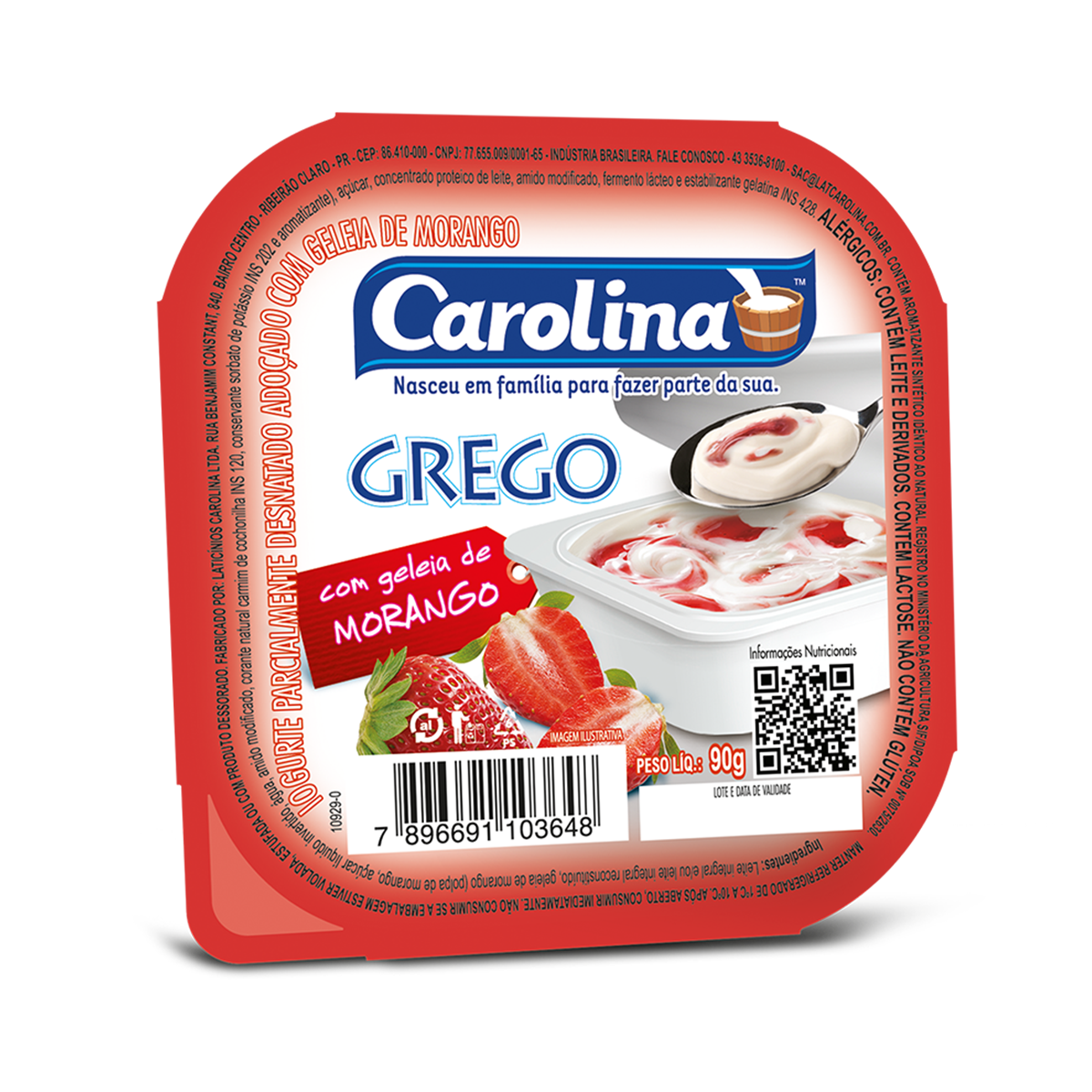 IOGURTE CAROLINA 90G GREGO C/CALDA MOR