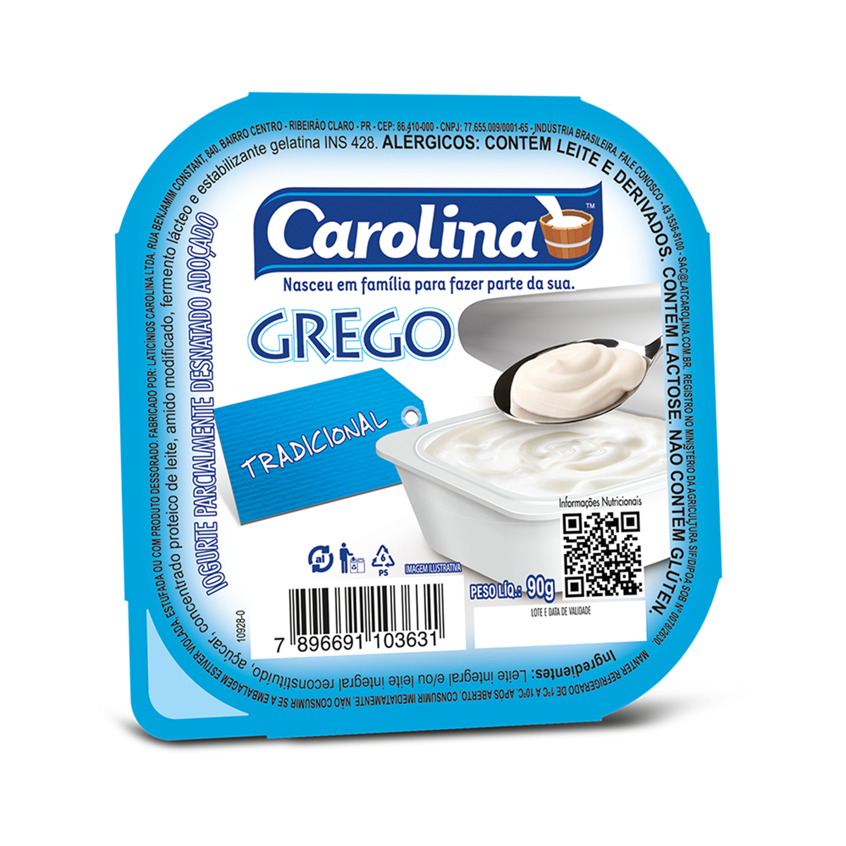 IOGURTE CAROLINA 90G GREGO TRAD