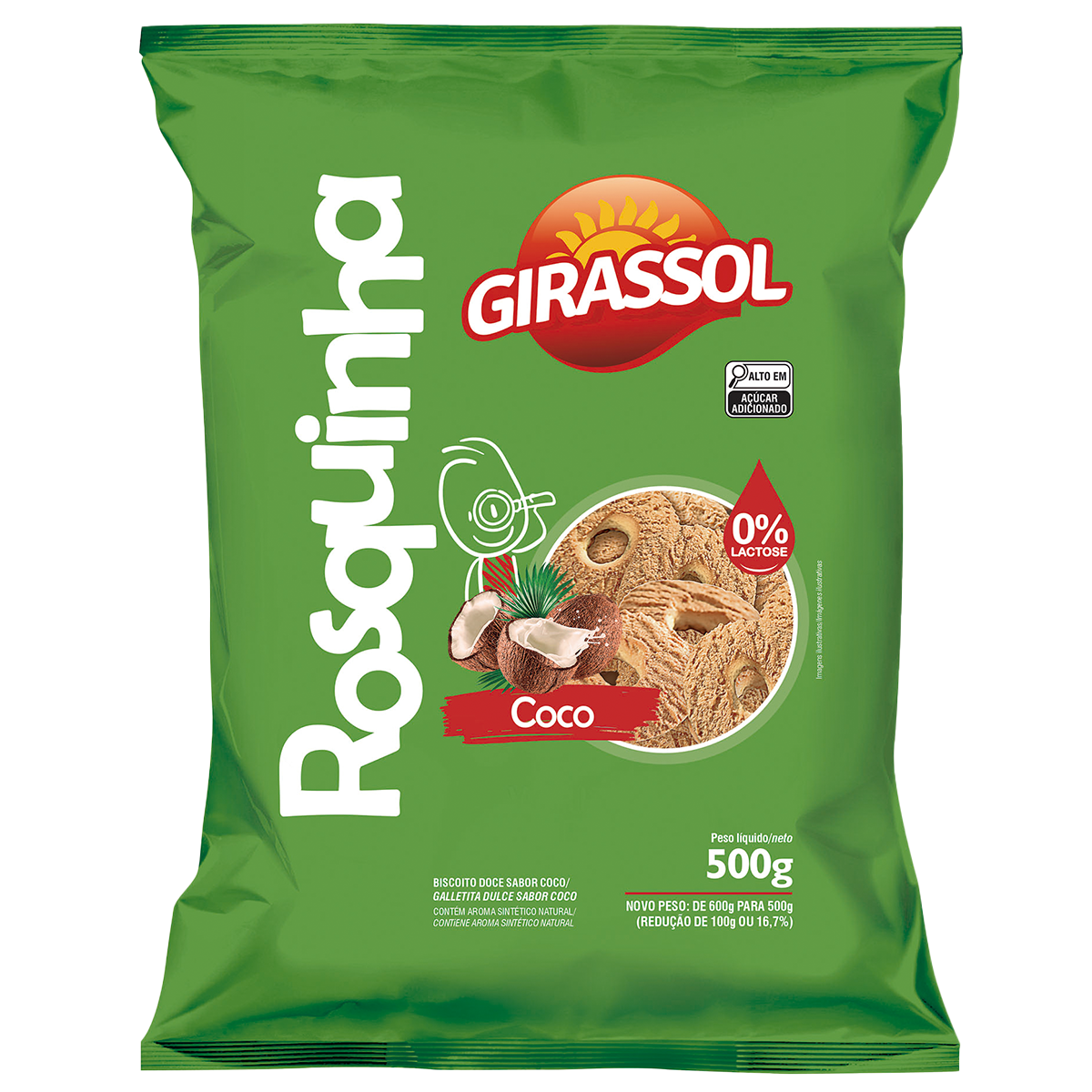 BISCOITO GIRASSOL 500G ROSCA COCO