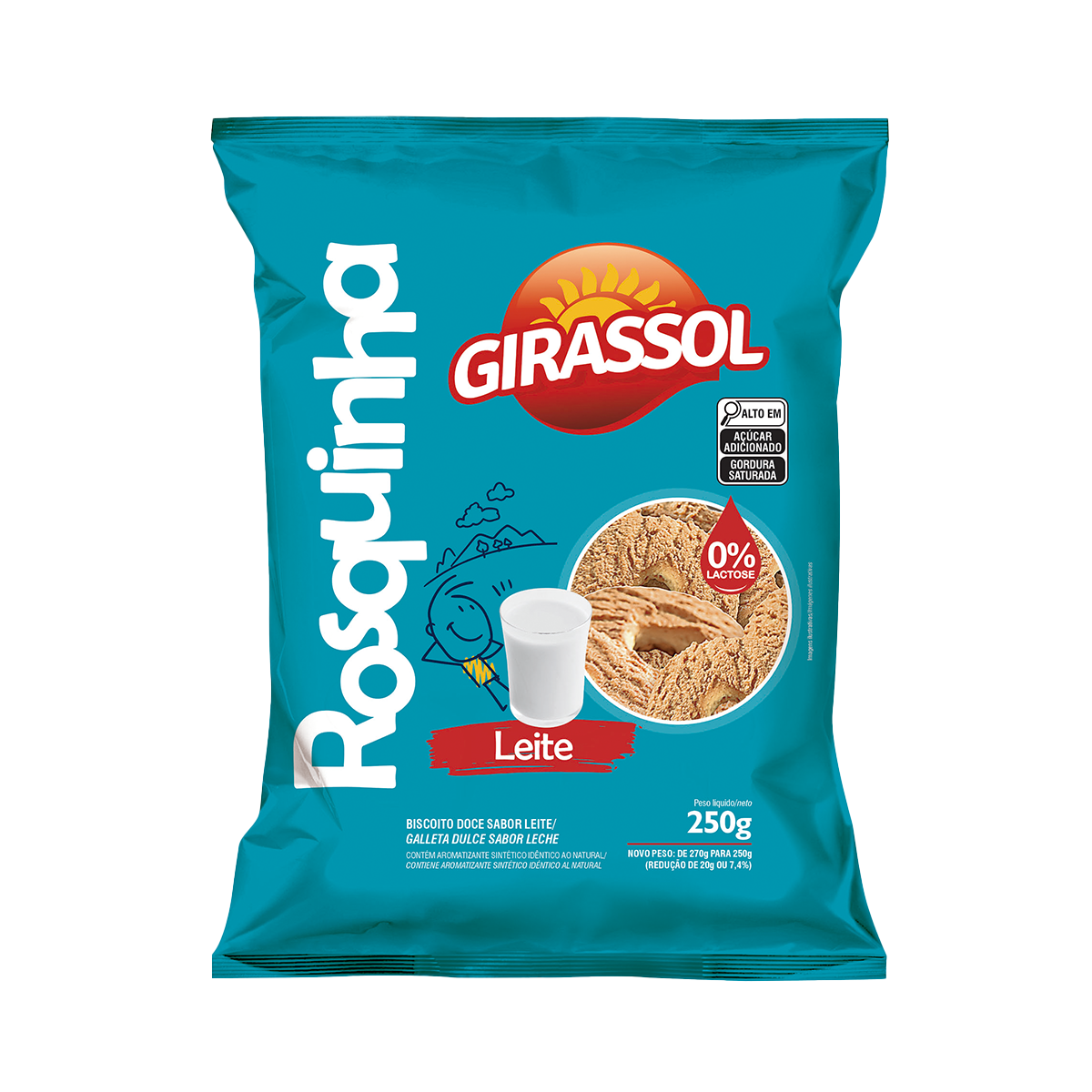BISCOITO GIRASSOL 250G ROSCA LEITE