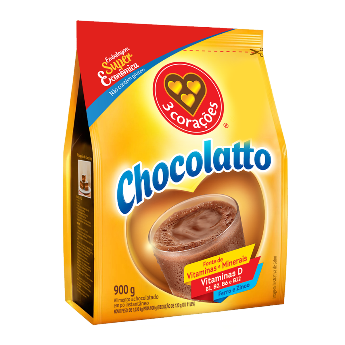 ACHOC PO 3 CORACOES 900G EMB ECONOM CHOCOLATTO