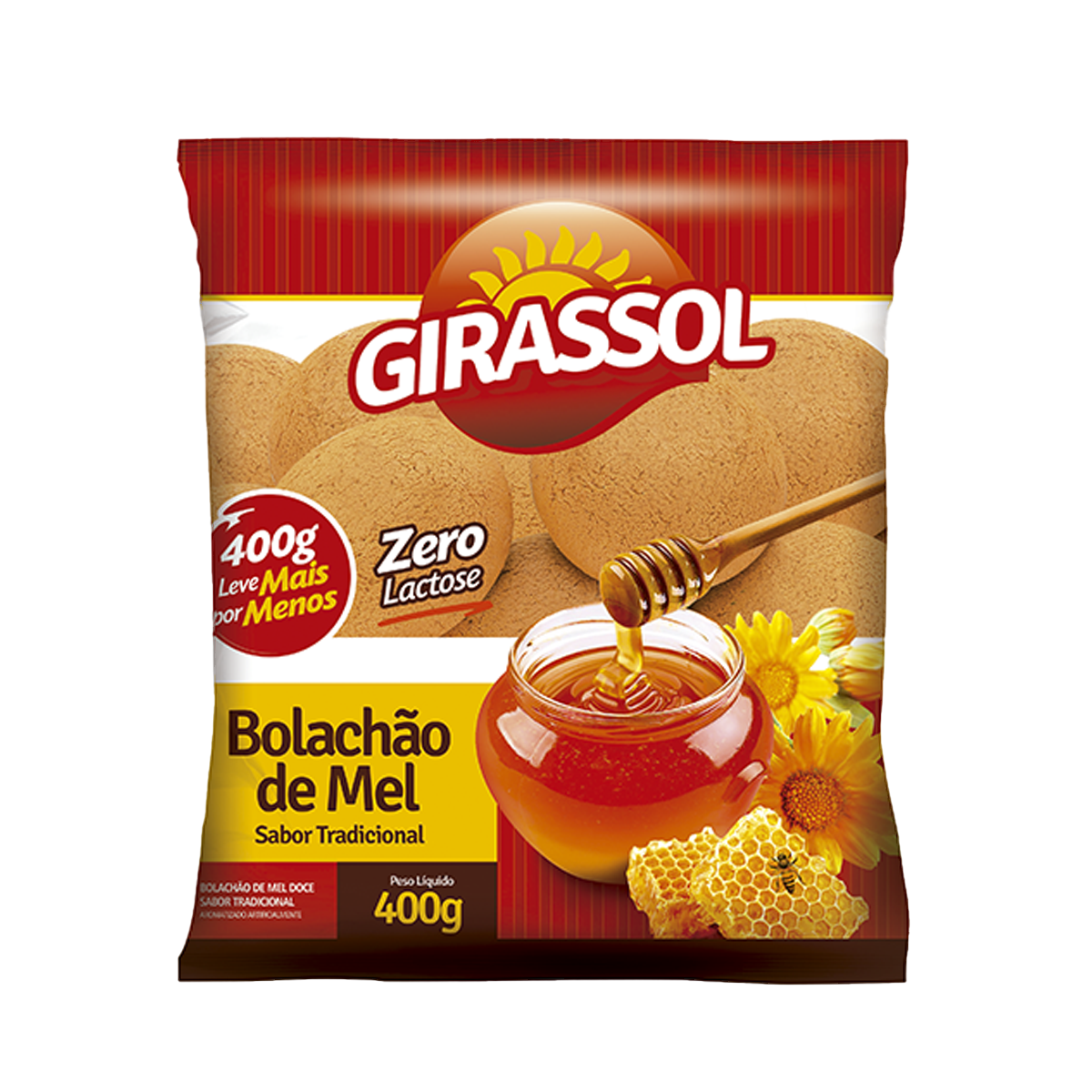 BISCOITO GIRASSOL 400G BOLACHAO MEL CHOC