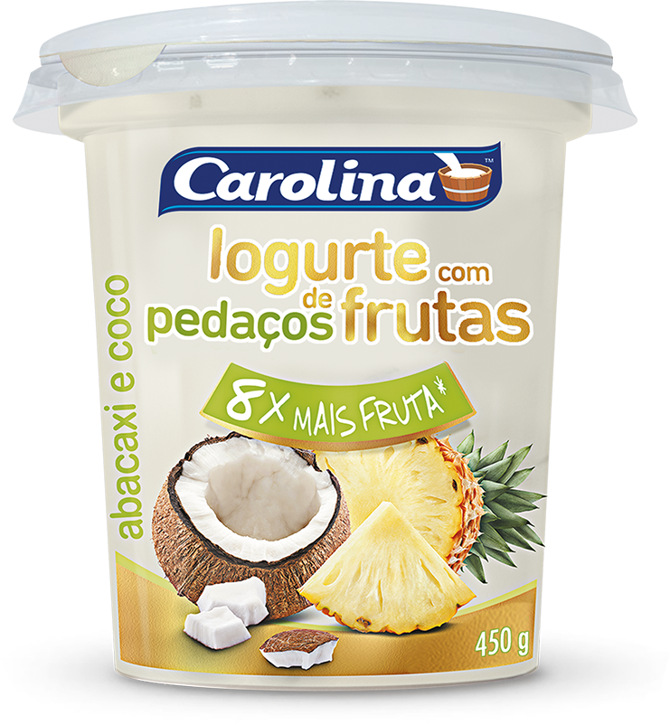 IOGURTE CAROLINA 450G PEDACOS ABACAXI/COCO